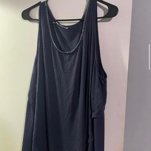 JLO tank top. Navy with a silver chain that around neck
